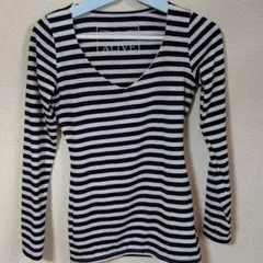 vネック ロンt ブラック