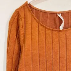 Anthropologie 【M】オレンジ リブ編み 長袖 春先　秋冬のサムネイル