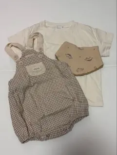 ベビー服 3点セット オーバーオール/Tシャツ/スタイ