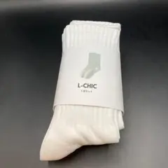 L-CHIC ホワイトソックス 無地 34-39サイズ 綿 ポリエステル 5足