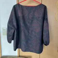 正絹　大島紬　着物リメイク　パフスリーブ　プルオーバー