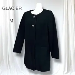 超美品　GLACIER ツイード切替　上品ロングコート 黒 ビジュー　エレガント