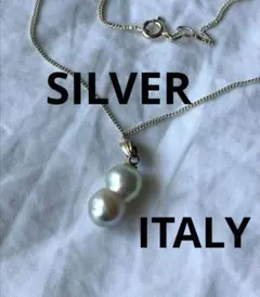 ビンテージ　双子真珠　シルバー　ネックレス　SILVER　ツインパール