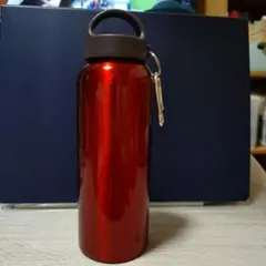 ジャンク品　カラビナ付き メタリックレッド 水筒500mlのサムネイル