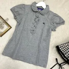 バーバリーブルーレーベル】レディース.半袖.パフスリーブ.ポロシャツ.グレー38