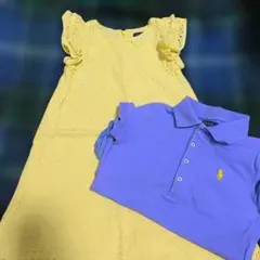 ポロラルフローレンフリル袖エンブロ黄色ワンピース120おまけ付130