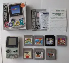 【動作確認済】ゲームボーイカラー クリア 箱・説明書・ハガキ付 ＋ソフト7本