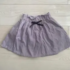 薄紫 コーデュロイ リボン付きスカート　100cm