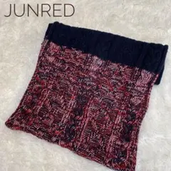 JUNRED ミックスニット ケーブル編み ネックウォーマー