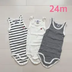 プチバトー　タンクトップボディ3枚組　24m