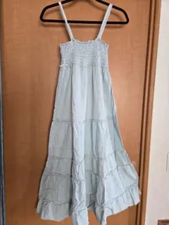 新品未使用　PICCIN 水色 デニム風キャミワンピース Mサイズ