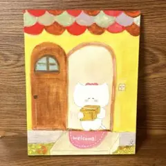 猫の絵 ネコの絵 手描きイラスト「荷物が届いた喜び」