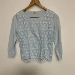 Fabulous 花柄刺繍 7部袖　サマーニット　水色 tocco アプのサムネイル