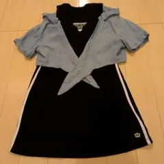 BABYDOLL 半袖ワンピース 黒/デニム　オフショルダー