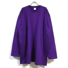 新品 リブ無し ビッグ 長袖 Tシャツ ロンT 無地 メンズ パープル XL
