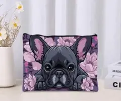 わんちゃんポーチ　犬柄ポーチ　フレンチブルドッグ　小物収納　メイクポーチ