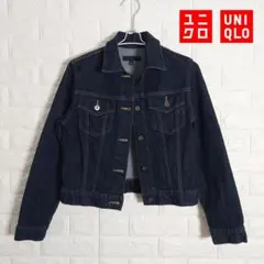 【美品】ユニクロ デニムジャケット　短丈　クロップド　濃紺　レディース　S