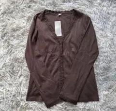 ユニクロ UNIQLO クロシェットカーディガン長袖ダークブラウン　新品