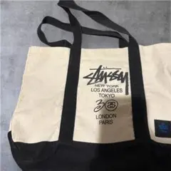 Stüssy トートバッグ アイボリー/ブラック　男女兼用