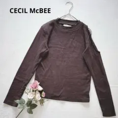 セシルマクビー セシル オフショル リブトップス 長袖 アシンメトリー M