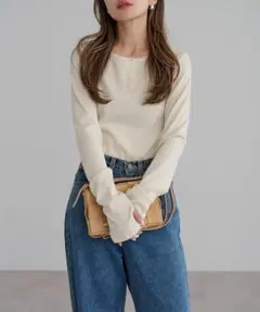 前後2WAYラメリブヘンリーネックプルオーバー