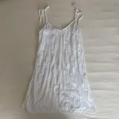 韓国 ホワイト シフォン プリーツキャミソール