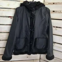 フリーストリム付き 黒 アウター フリース 裏起毛 ブルゾン ジャケット S