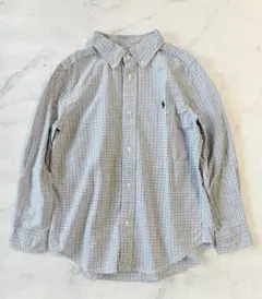【美品】ラルフローレン キッズ 長袖シャツ 130（7）ブルー チェック