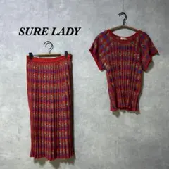 SURE LADY セットアップ リブカットソー スカート カラフル 2031