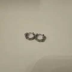シルバー チェーンデザイン フープピアス
