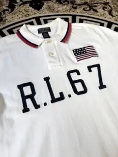 希少デザイン ポロジーンズ 星条旗 ポロシャツ 『 R.L.67 』ホワイト Mのサムネイル