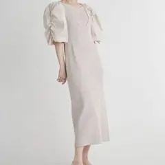 美品　CELFORD ボリューム袖ニットタイトワンピース　ロング丈　半袖　S