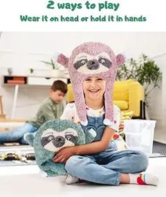 PHILODOGS 帽子、ピンク暖かいぬいぐるみナマケモノウィンターキャップ