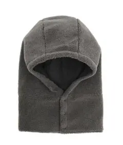 グレー黒フードネックウォーマー2wayボアキルトマフラーバラクラバ雪リバーシブル