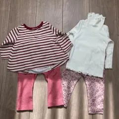 【お得な4点セット❣️】赤、ピンク系の上下セット80