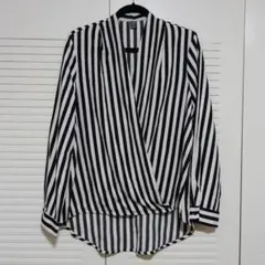 F59　SHEIN 黒×白　ストライプシャツ L