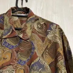 古着　レディース　抽象模様　半袖シャツ