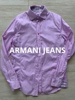ARMANI JEANS ストライプシャツ ピンク Lサイズ