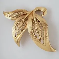 Monet　モネ　ヴィンテージ　リーフ　ブローチ　ゴールド　ジュエリー