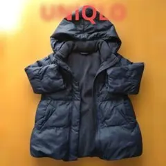 UNIQLO　ネイビー フード付き ダウンコート 、90