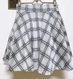 アース フレアスカート タータンチェック柄 グレー 灰色 ミニスカート