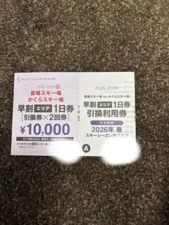 かぐら、苗場、早割リフト券 かぐらスキー場 リフト券 早割 苗場スキー場 割引券 チケット 1日券