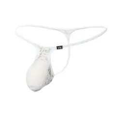 【L】メンズTバック フロントくびれカップ　メンズ総レースT　花柄レース