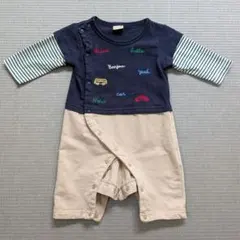 プティマイン 刺繍 ロンパース カバーオール 車 70