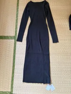 リブニット ロングワンピース