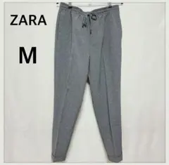 ZARA ザラ グレー ドローストリング スラックス ストレッチモデル M