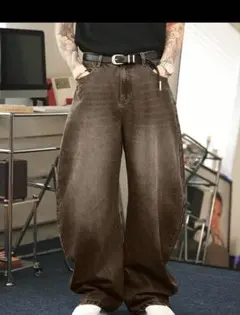 ブラウン ワイドデニムパンツ　supreme ストゥーシィー　y2k ストリート