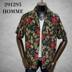 291295=HOMME 半袖総柄シャツ　アロハシャツ　オープンカラーシャツのサムネイル