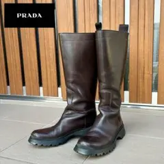 使用一度のみ 中古 プラダ PRADA 茶色 ロングブーツ サイズ24.5cm