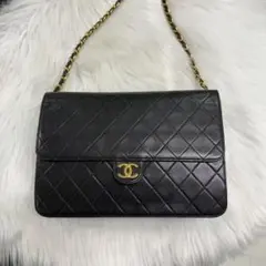 【美品】CHANEL ココマーク チェーンマトラッセ25 ショルダーバッグ 黒